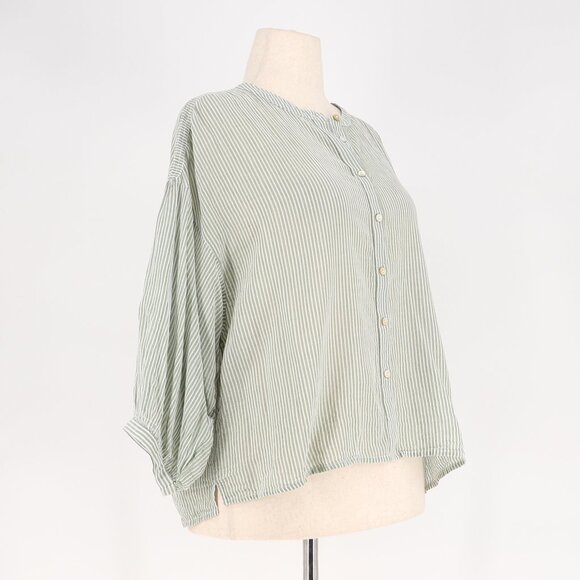 MAISON 123 PARIS Almond Blouse Lightweight Green Stripes Size FR 42 (US 12) - Picture 4 of 10